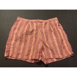 J. Jill Women's Striped Casual Linen Blend Shorts Size‎ 20